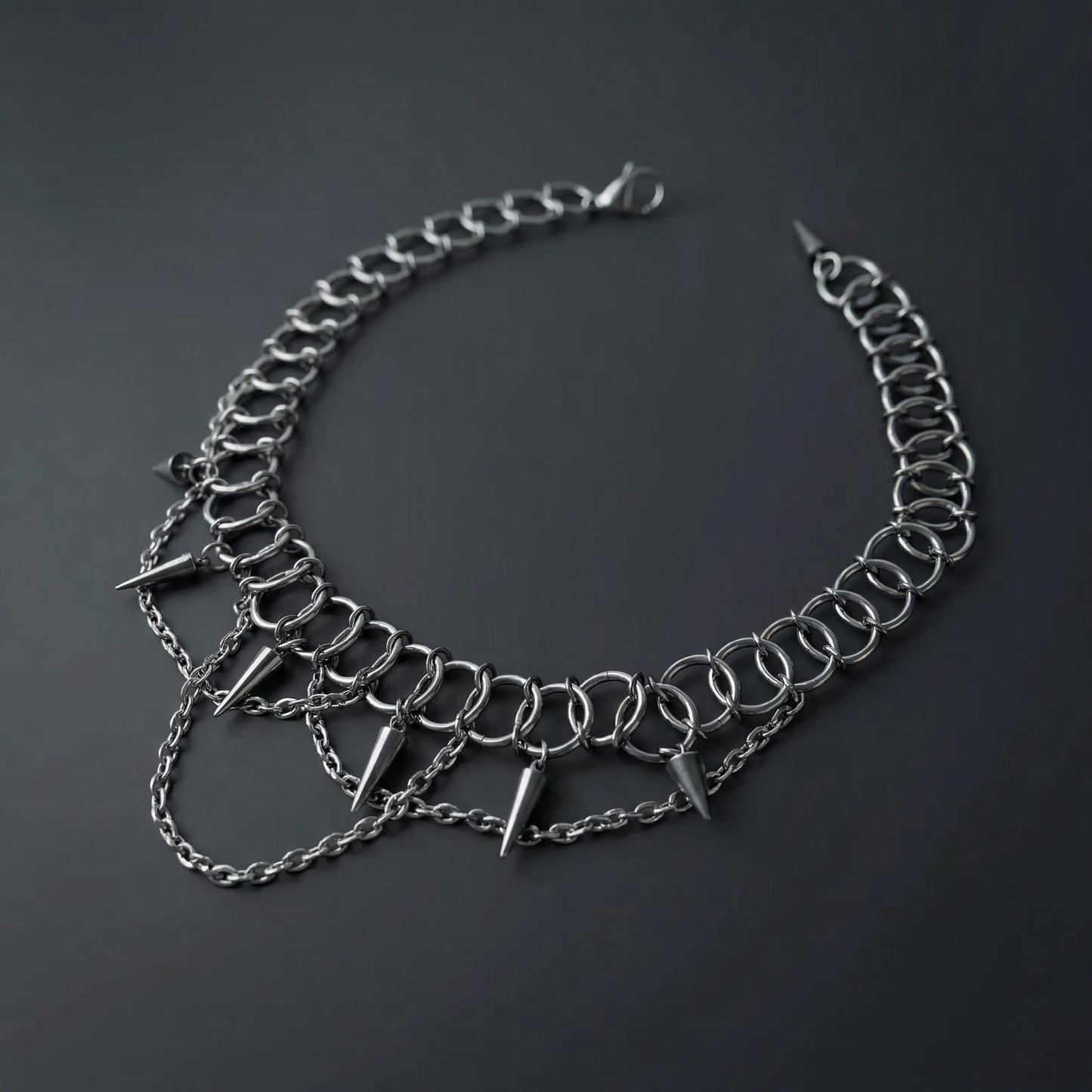Centipede gothic chainmail choker, spikes and chains Baguette Magick
