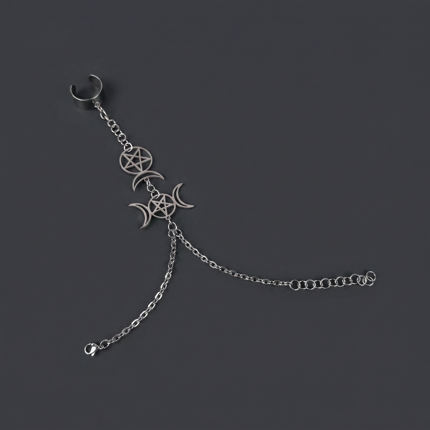 Triple Moon and Horned God ring bracelet