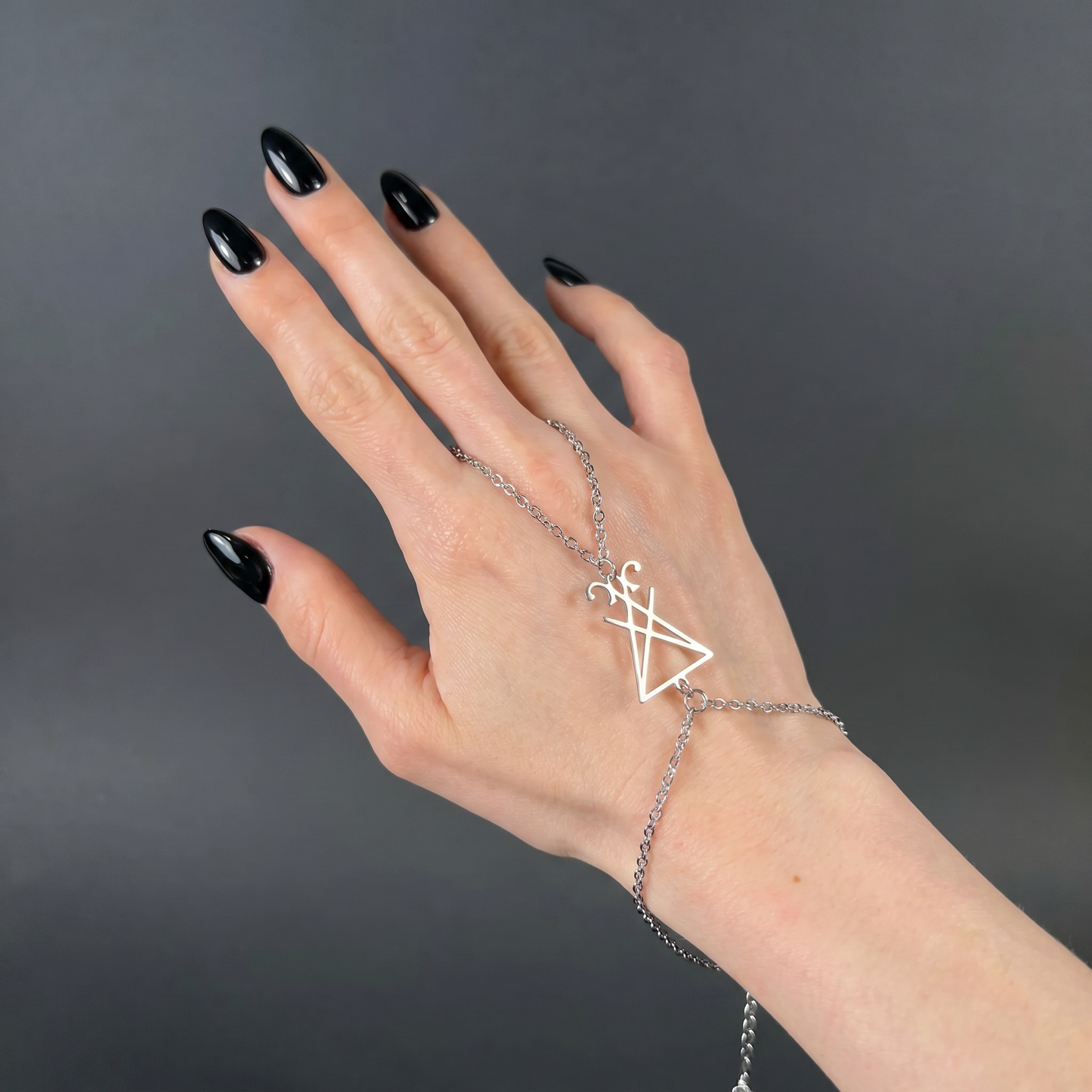Lucifer sigil ring bracelet hand chain