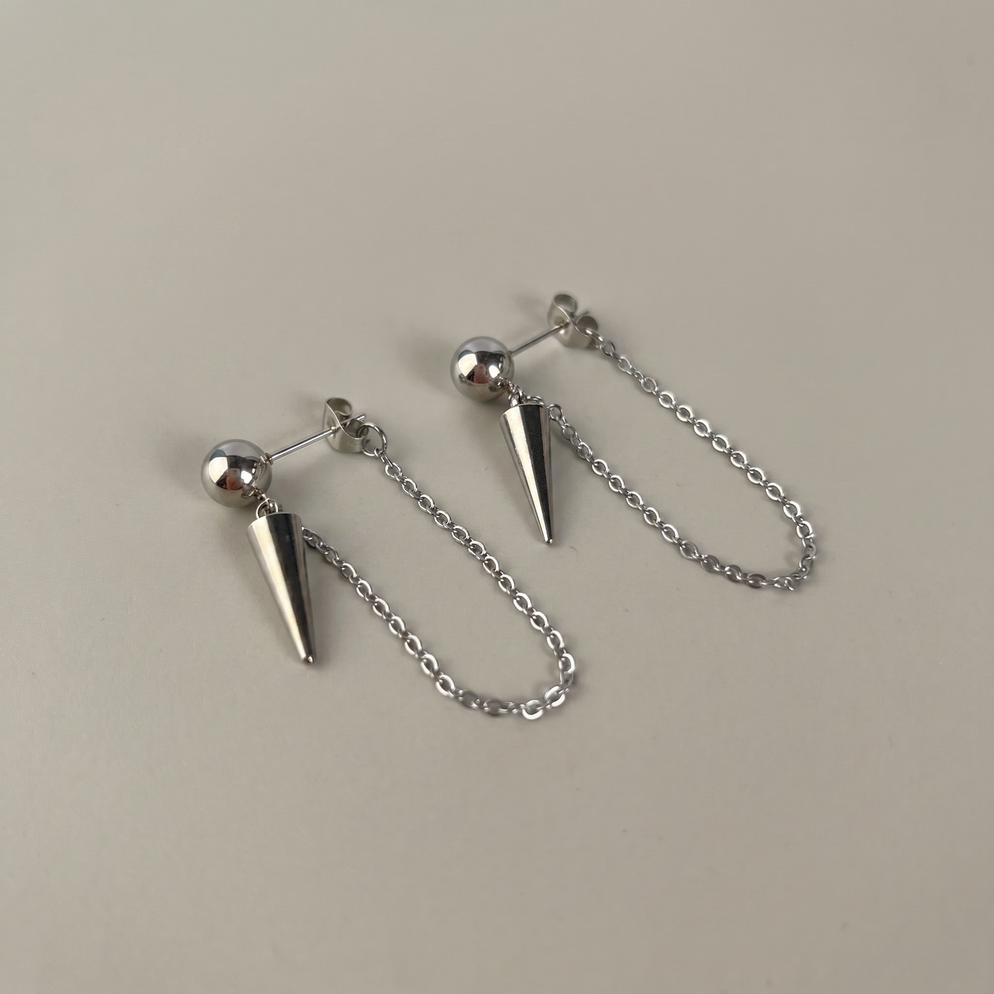 Punk rock stud spike and chains earrings Baguette Magick