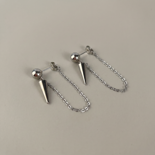 Punk rock stud spike and chains earrings Baguette Magick