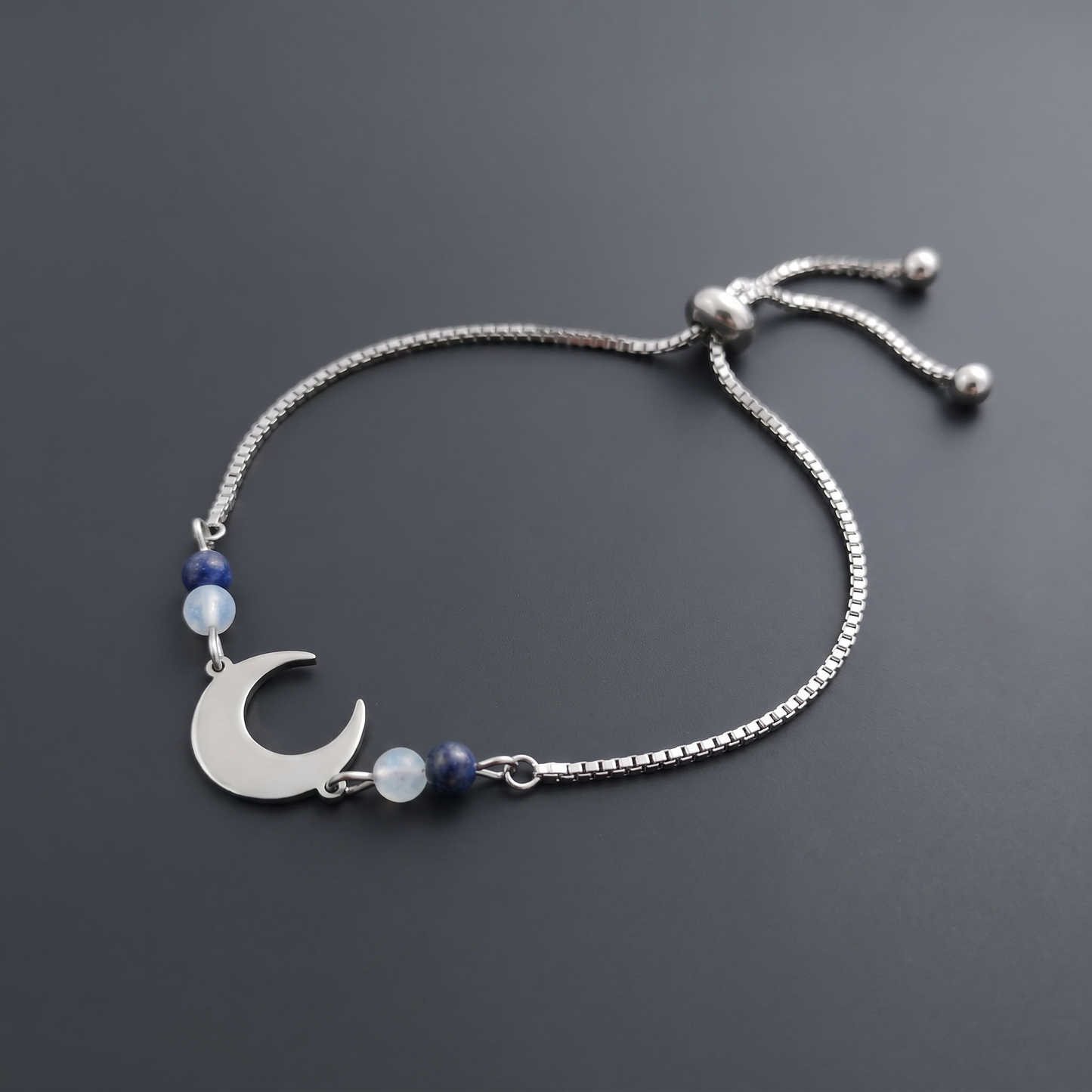 Lapis lazuli, opalite and crescent Moon slider bracelet Baguette Magick