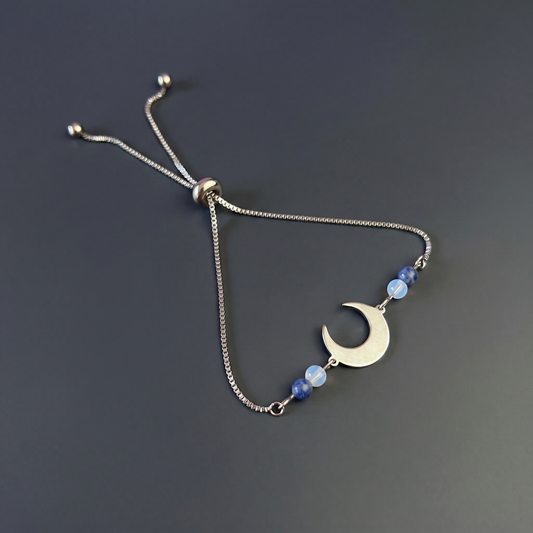 Lapis lazuli, opalite and crescent Moon slider bracelet Baguette Magick