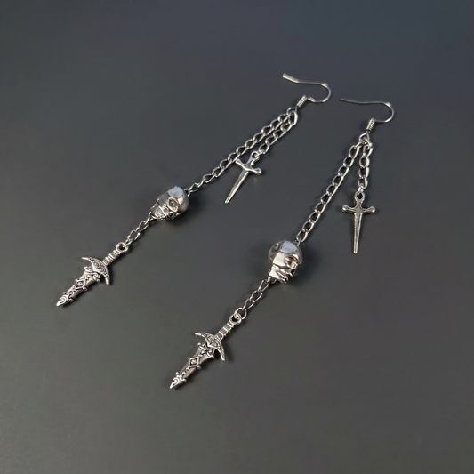 Skull and daggers dangle & drop earrings