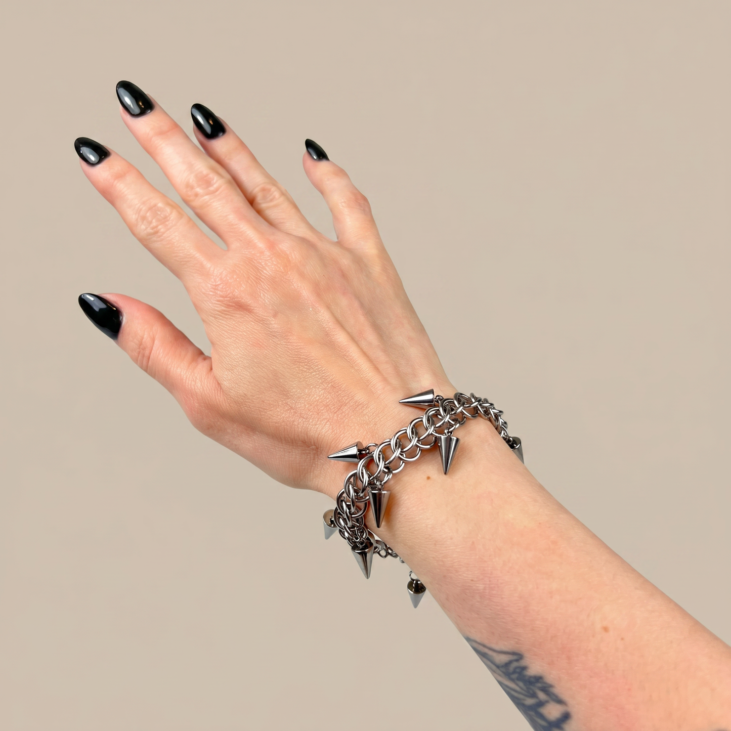 Half Persian spikes chainmail bracelet stainless steel Baguette Magick
