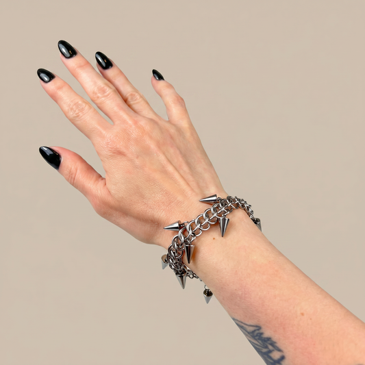 Half Persian spikes chainmail bracelet stainless steel Baguette Magick