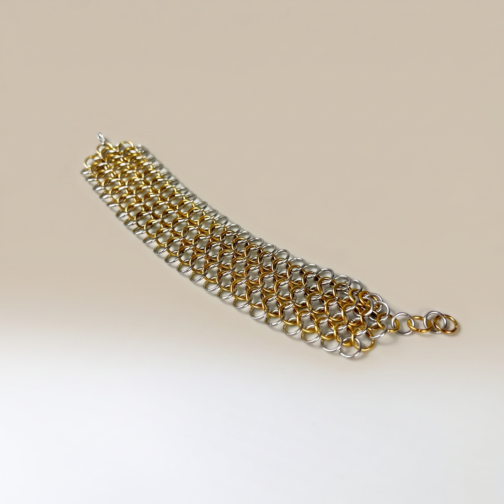 Chainmail bracelet European 4 in 1 silver and gold tones Baguette Magick