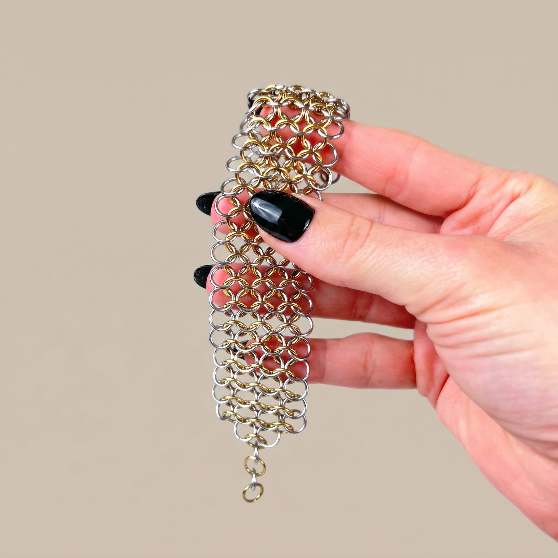 Chainmail bracelet European 4 in 1 silver and gold tones Baguette Magick