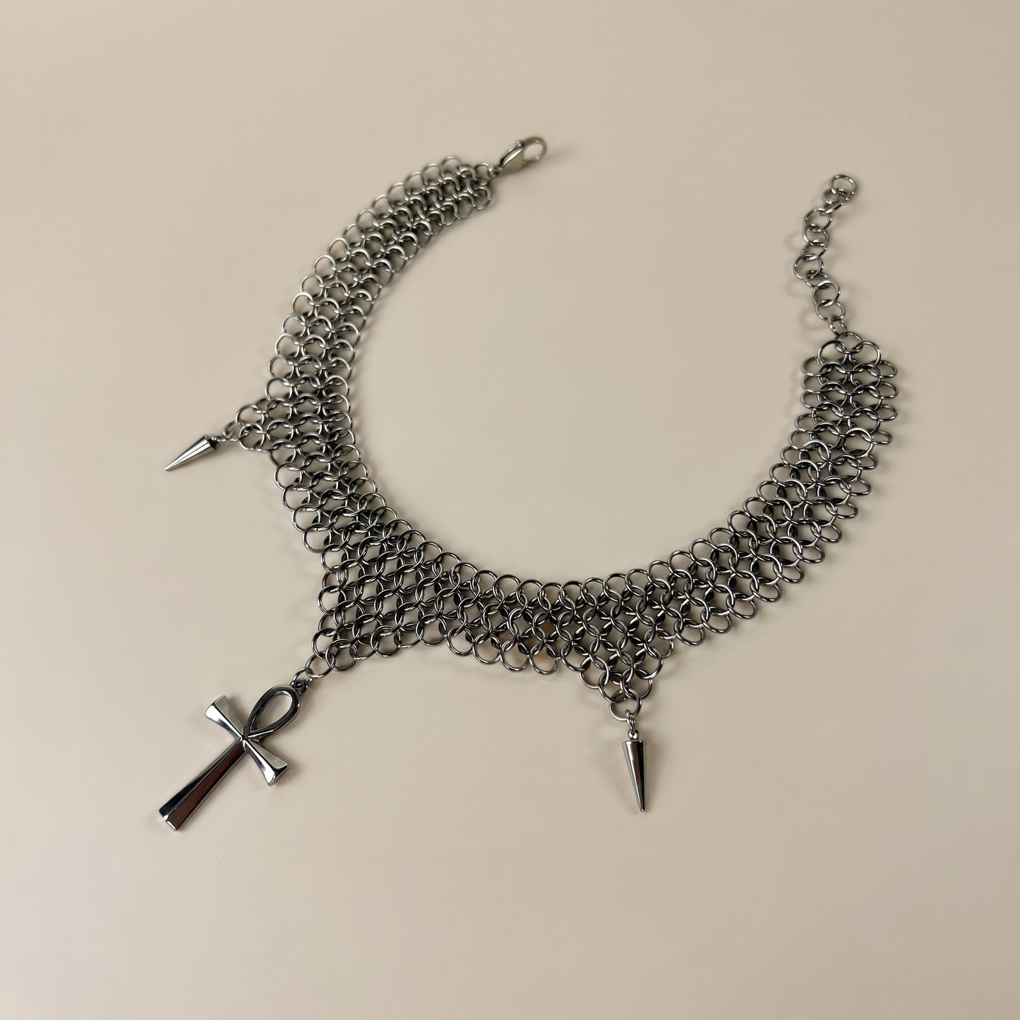 Ankh chainmail choker European 4 in 1 necklace