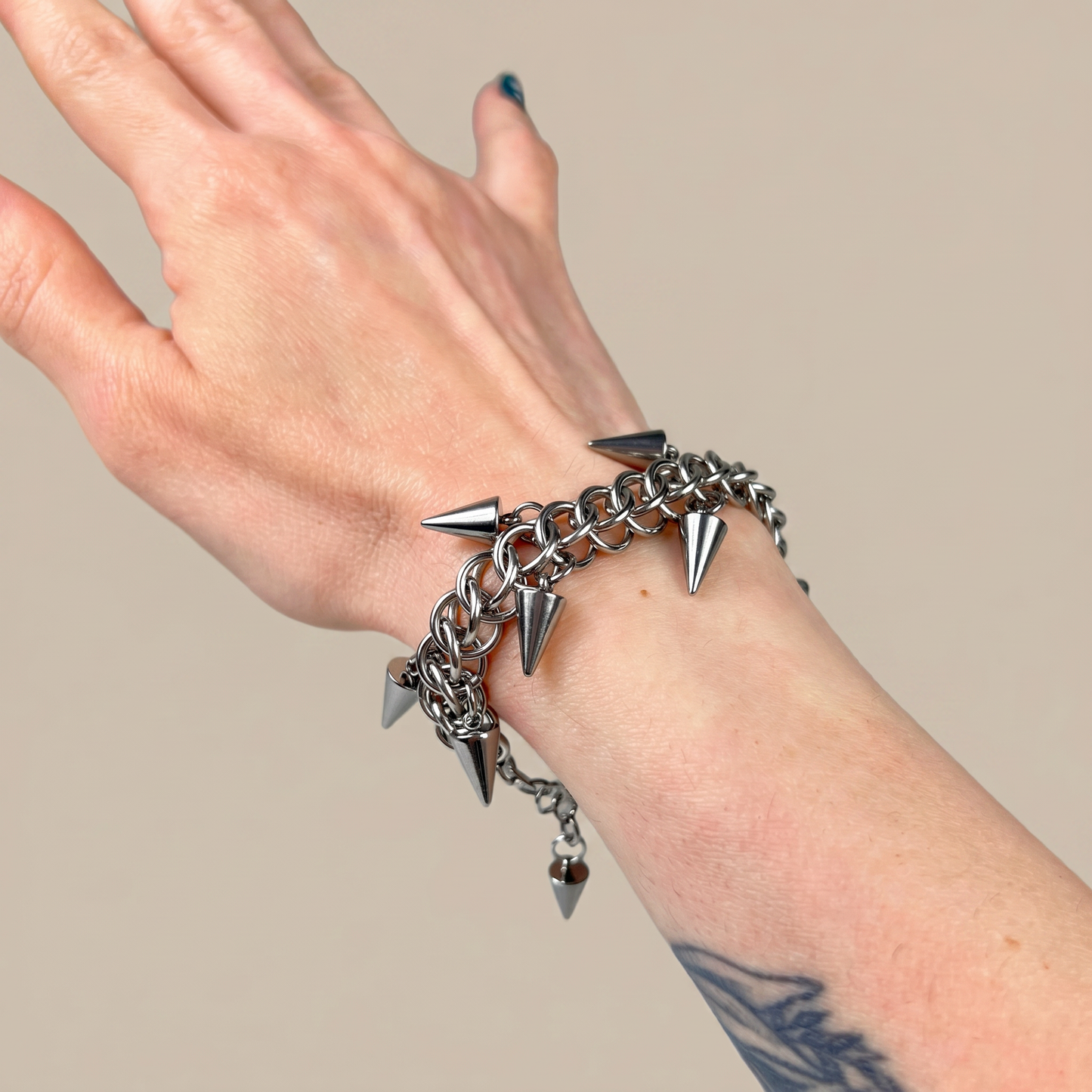 Half Persian spikes chainmail bracelet stainless steel Baguette Magick