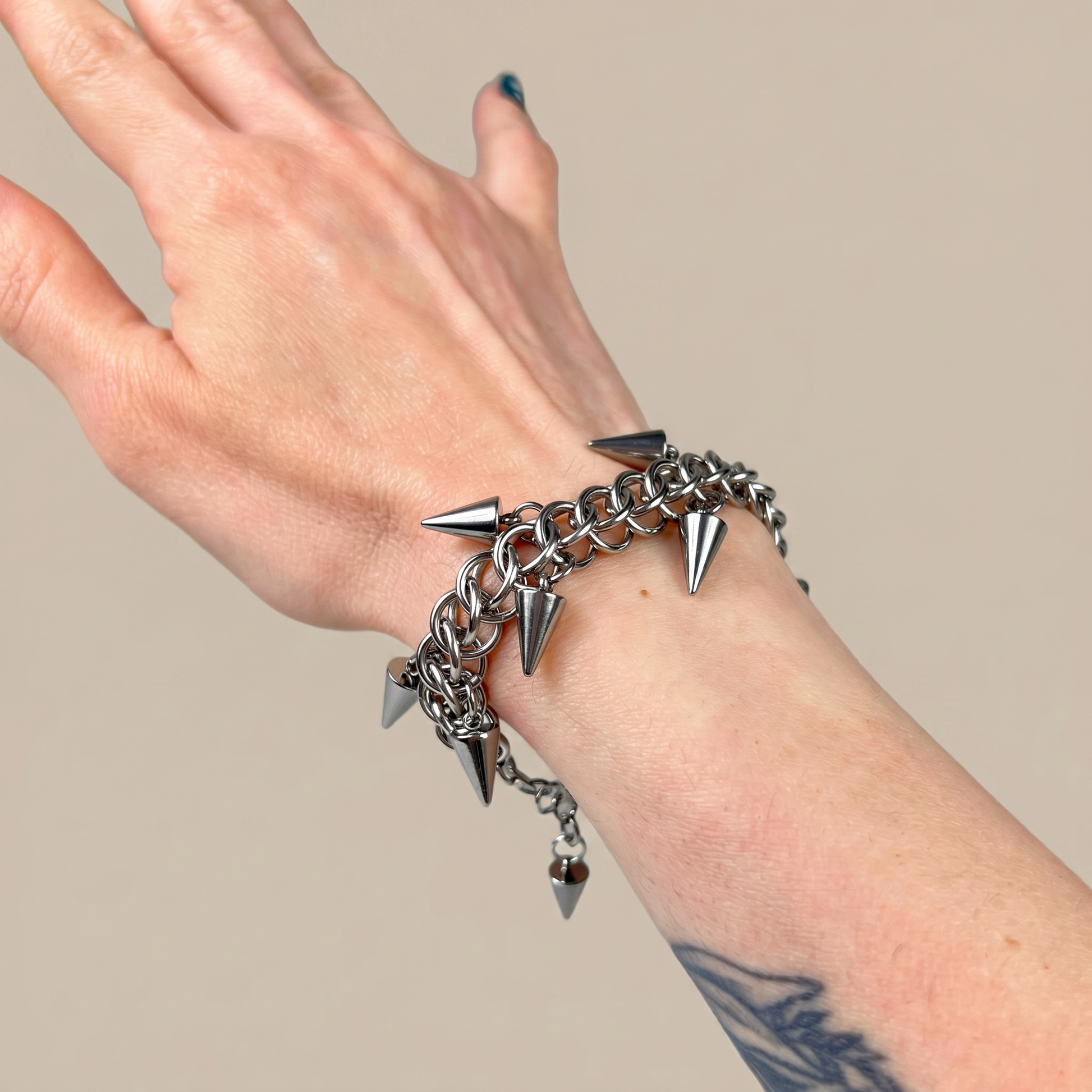 Half Persian spikes chainmail bracelet stainless steel Baguette Magick