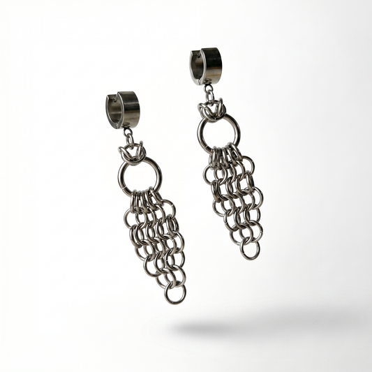 Chainmail earrings, Byzantine and European, stainless steel