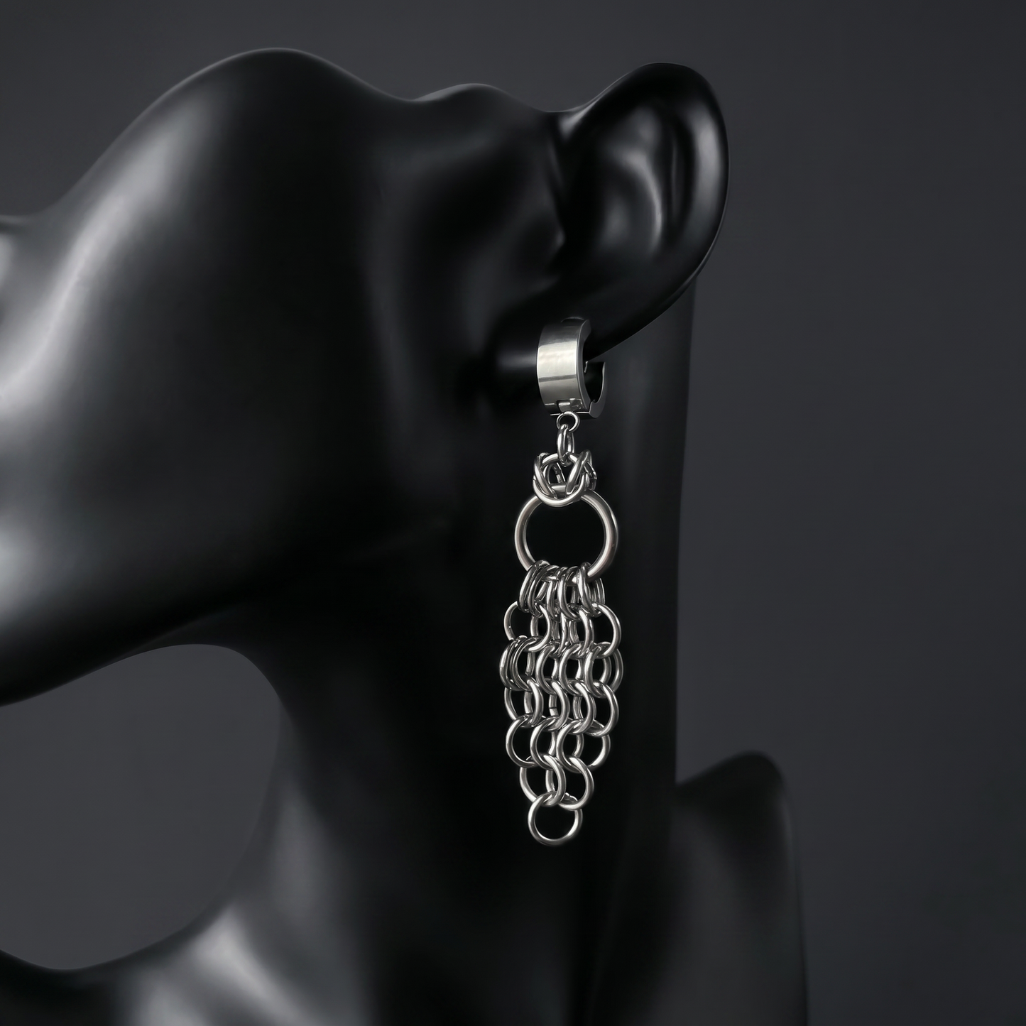 Chainmail earrings, Byzantine and European, stainless steel