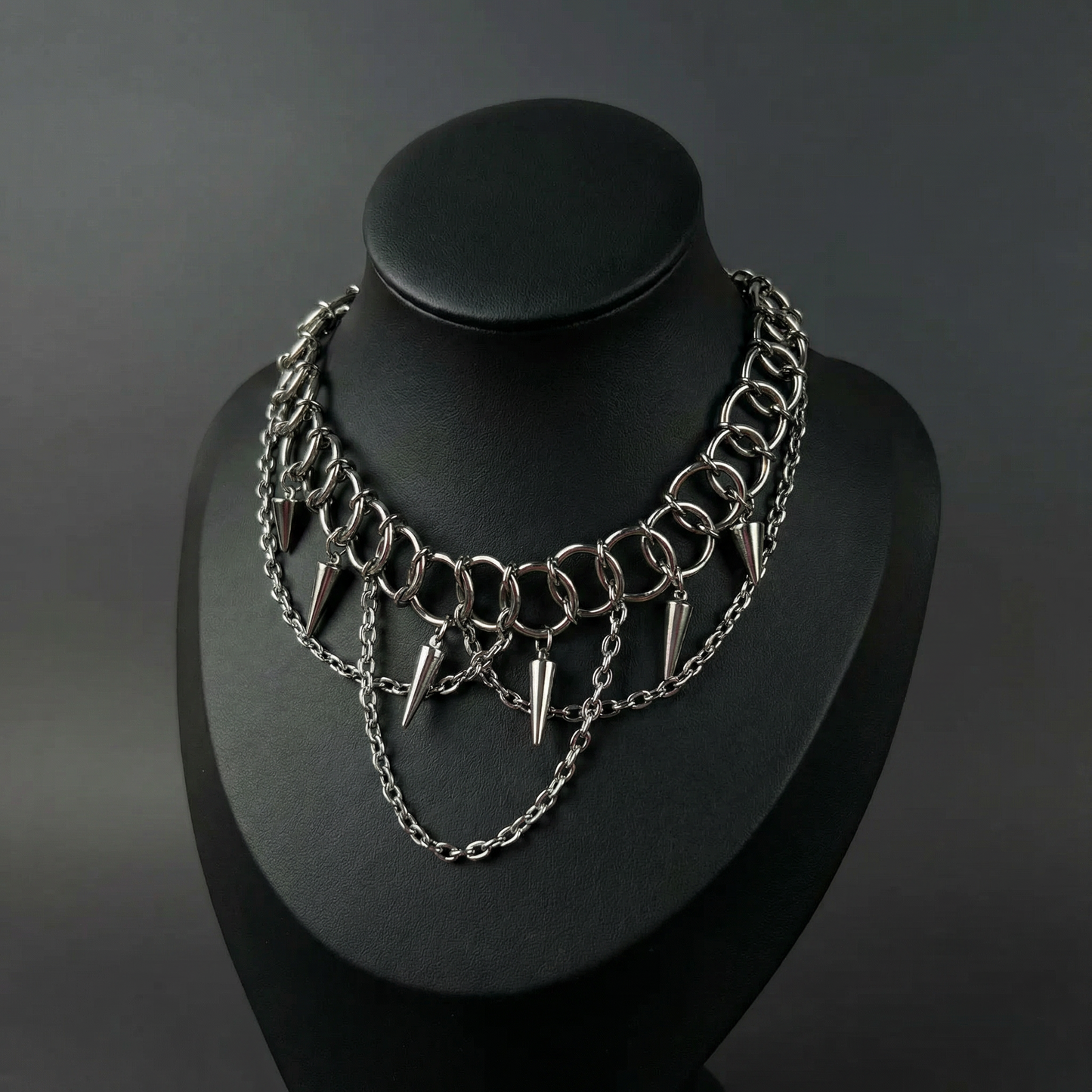 Centipede gothic chainmail choker, spikes and chains Baguette Magick