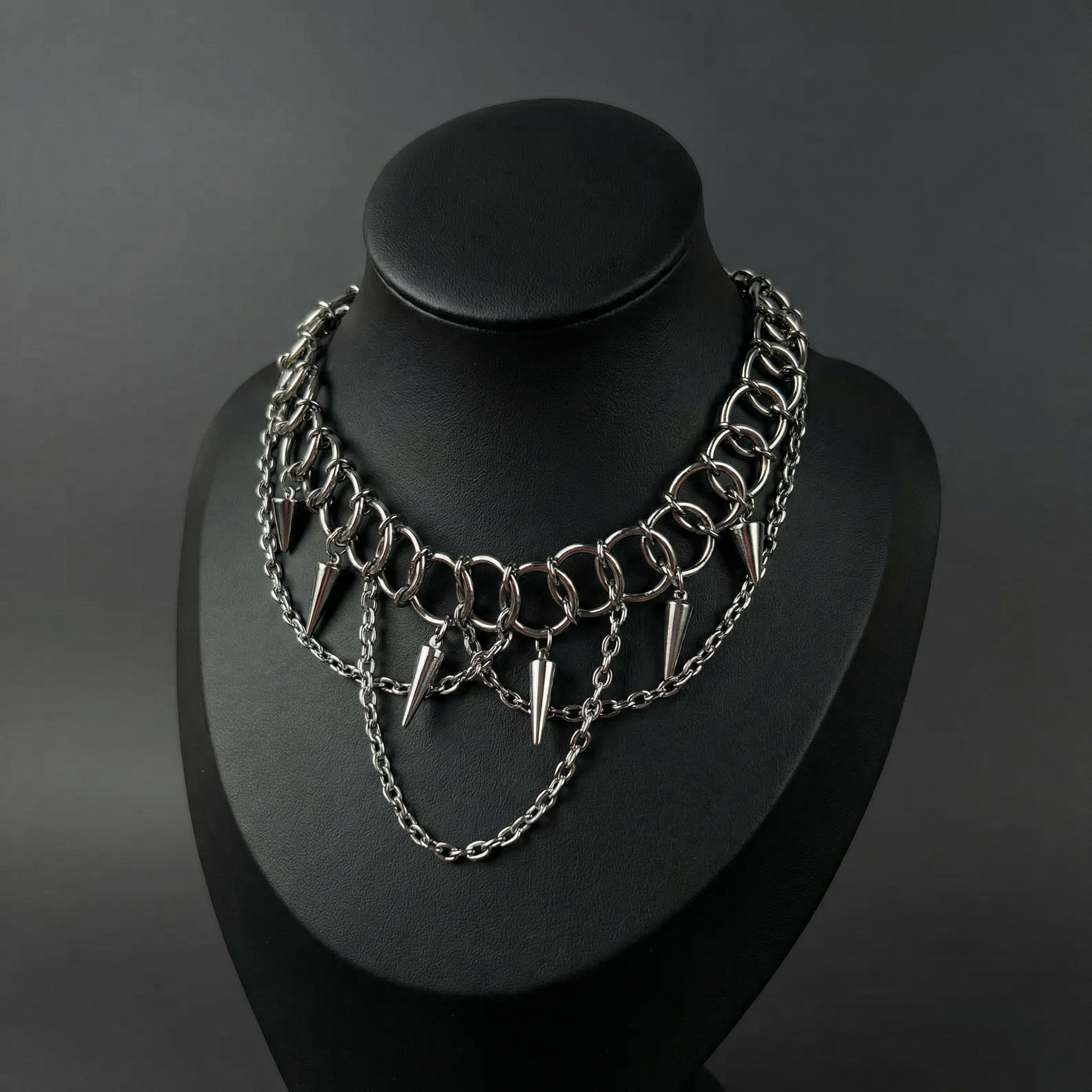 Centipede gothic chainmail choker, spikes and chains Baguette Magick