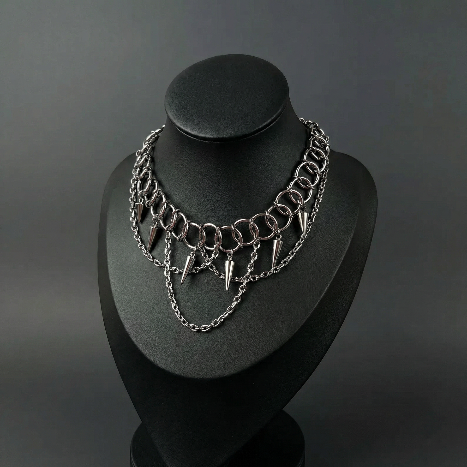 Centipede gothic chainmail choker, spikes and chains Baguette Magick