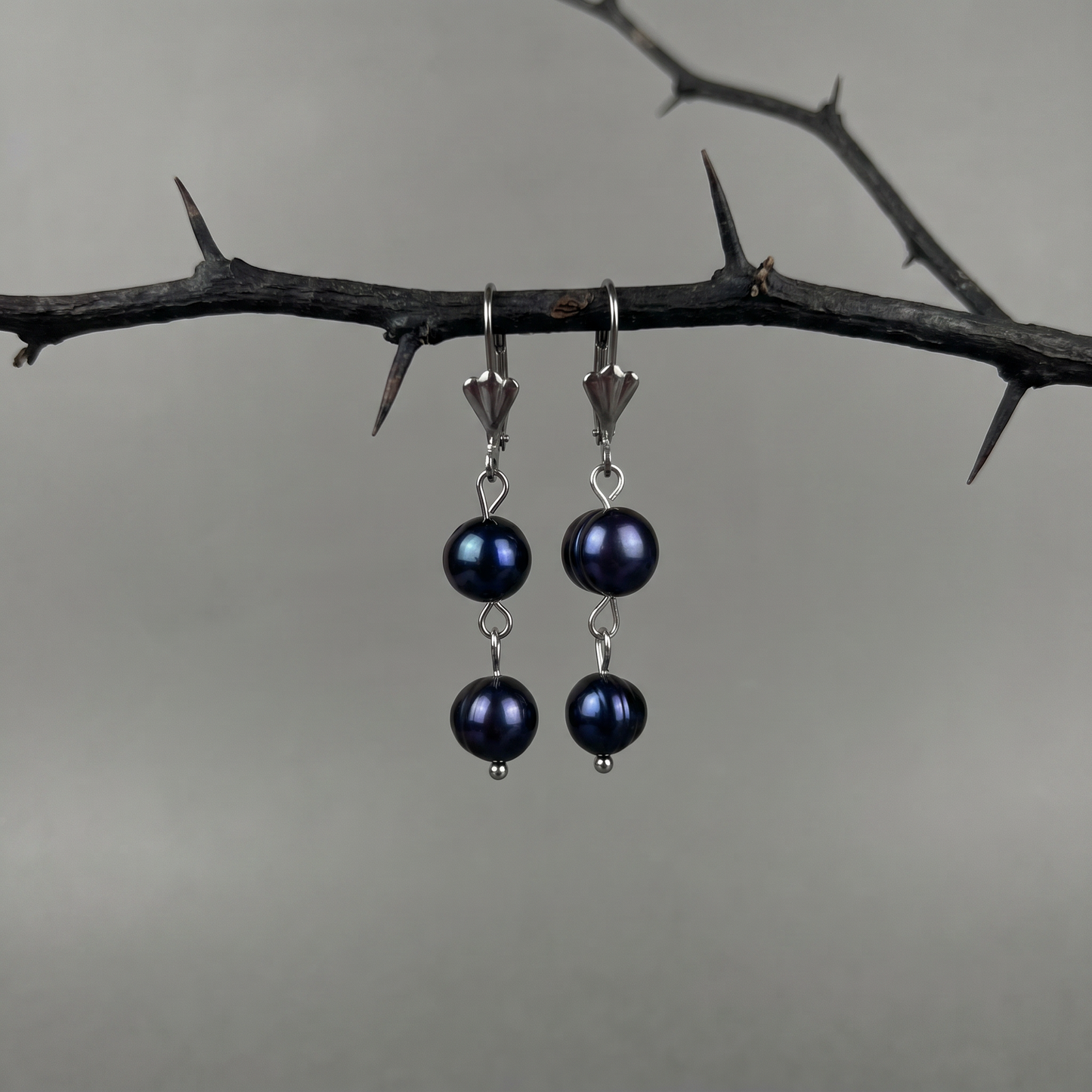 Victorian baroque black pearl earrings Baguette Magick