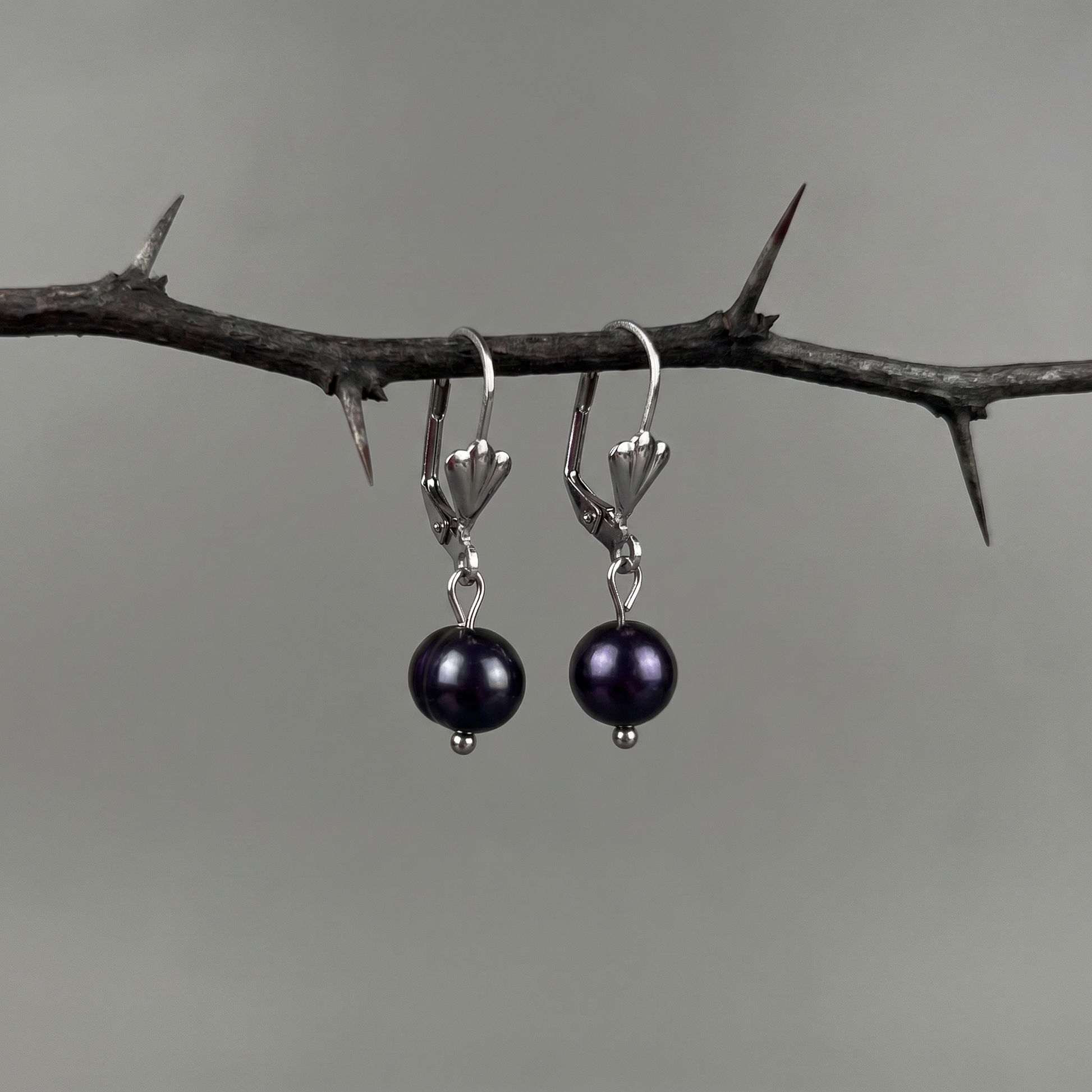 Victorian baroque black pearl earrings Baguette Magick