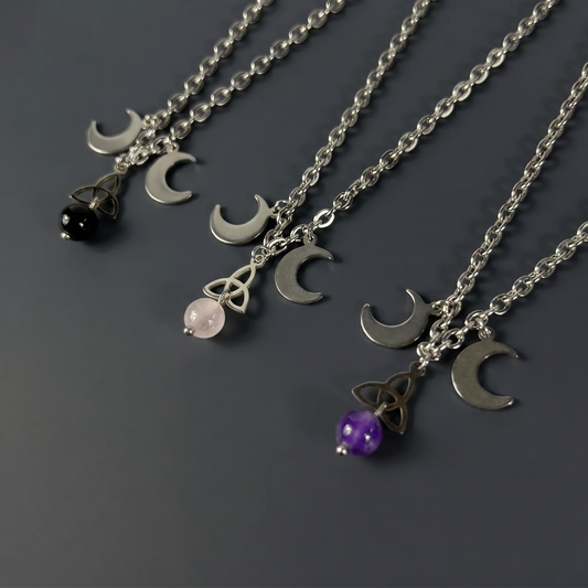 Collier Triquetra triple lune