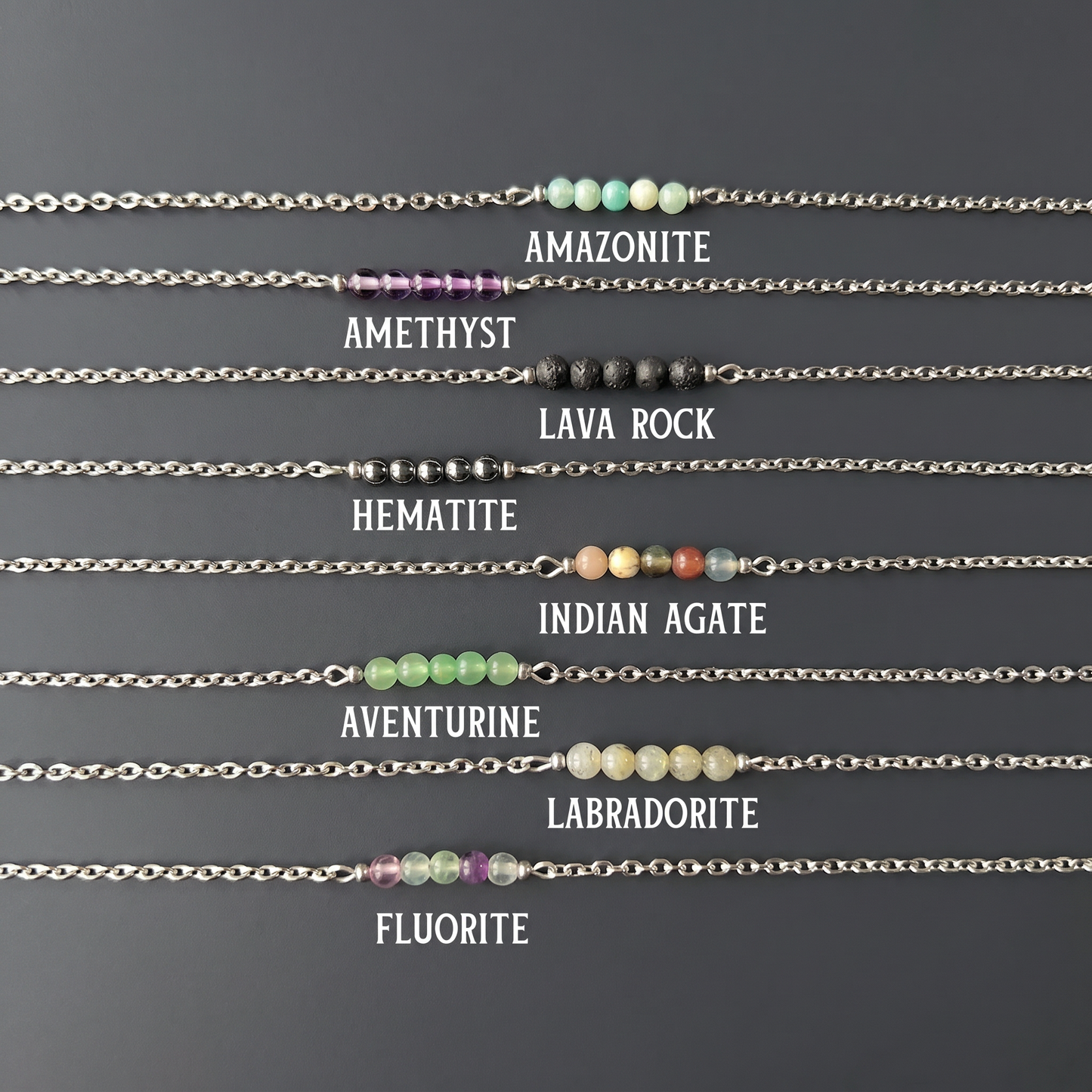 Round beads gemstone necklace Baguette Magick