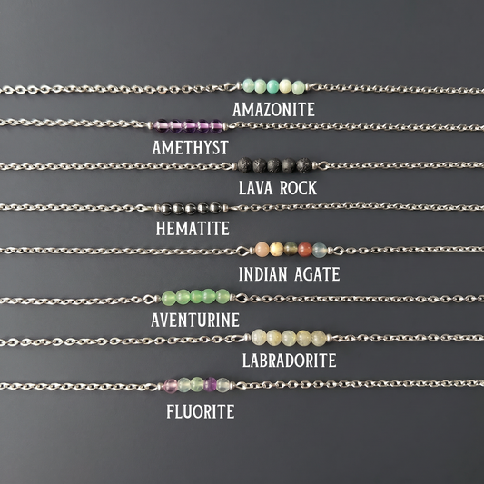 Collier de perles rondes en pierres précieuses