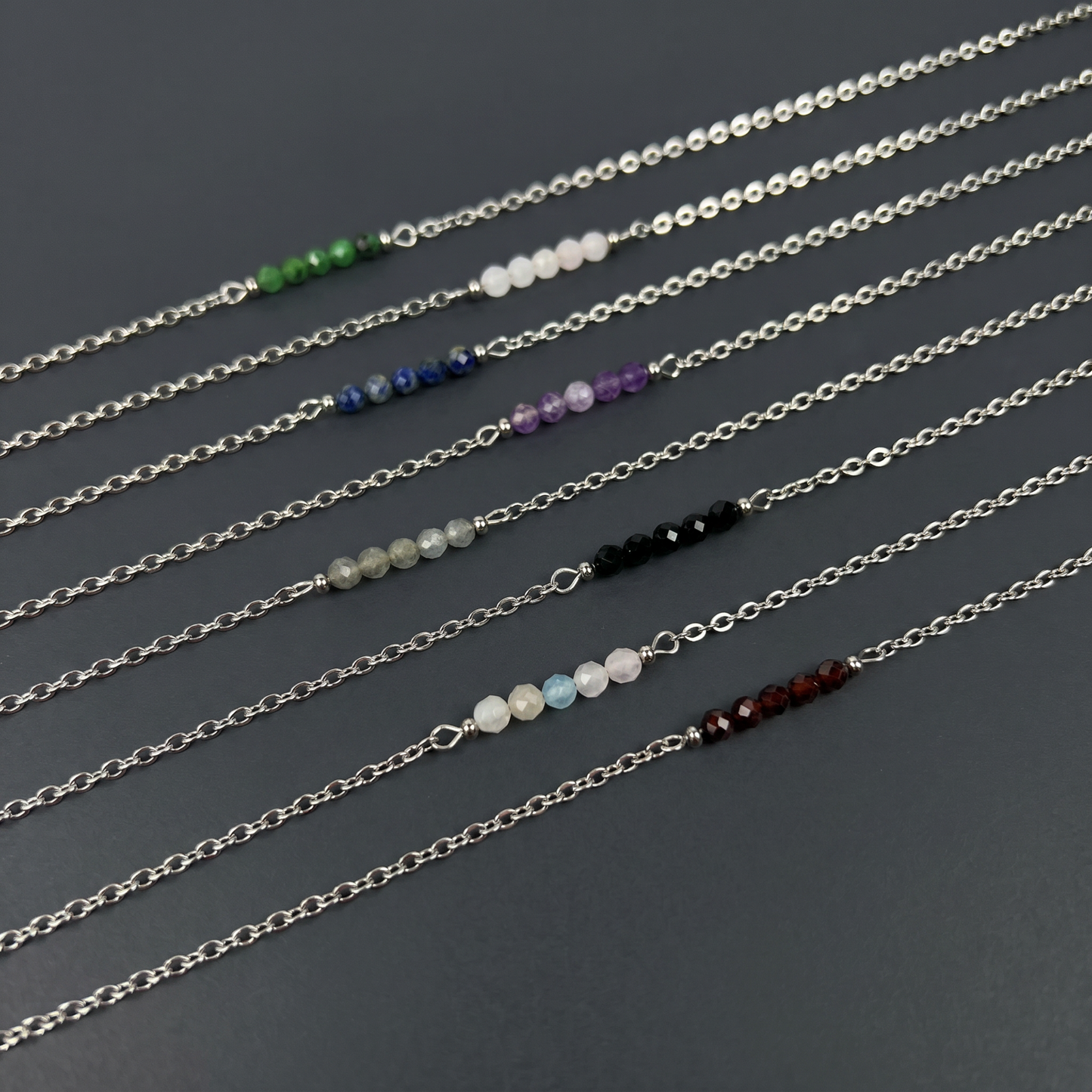 Faceted beads gemstone necklace Baguette Magick