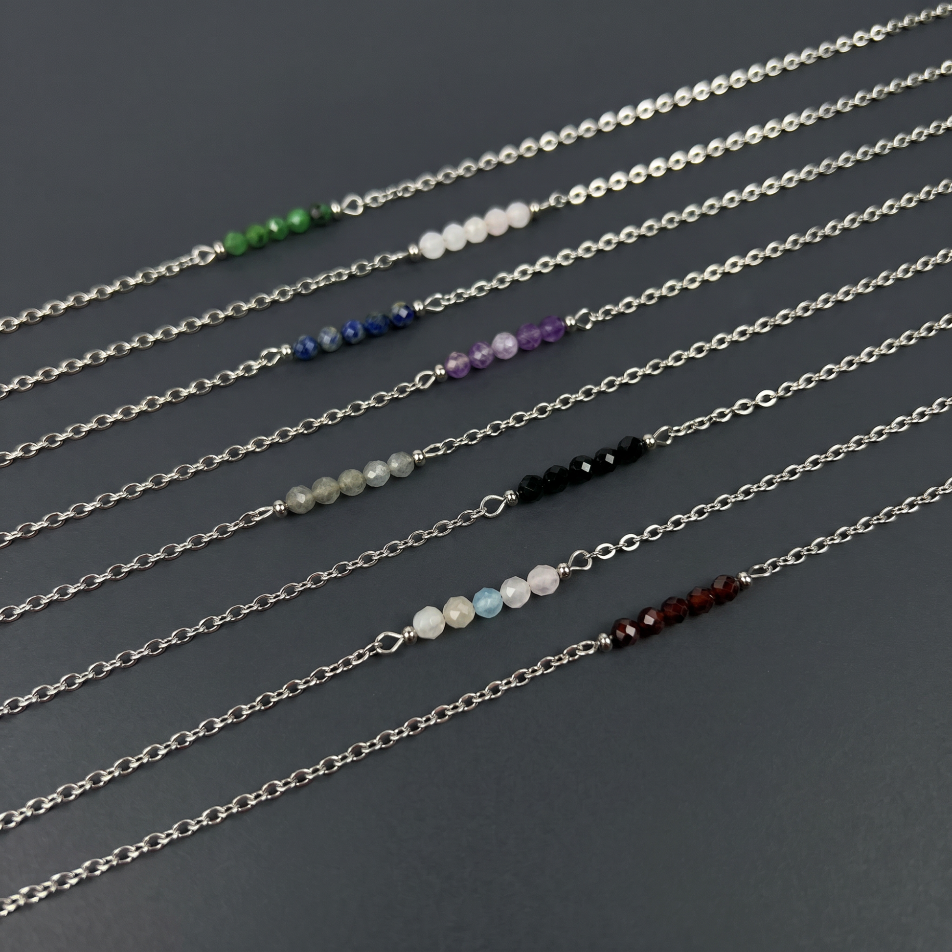 Faceted beads gemstone necklace Baguette Magick
