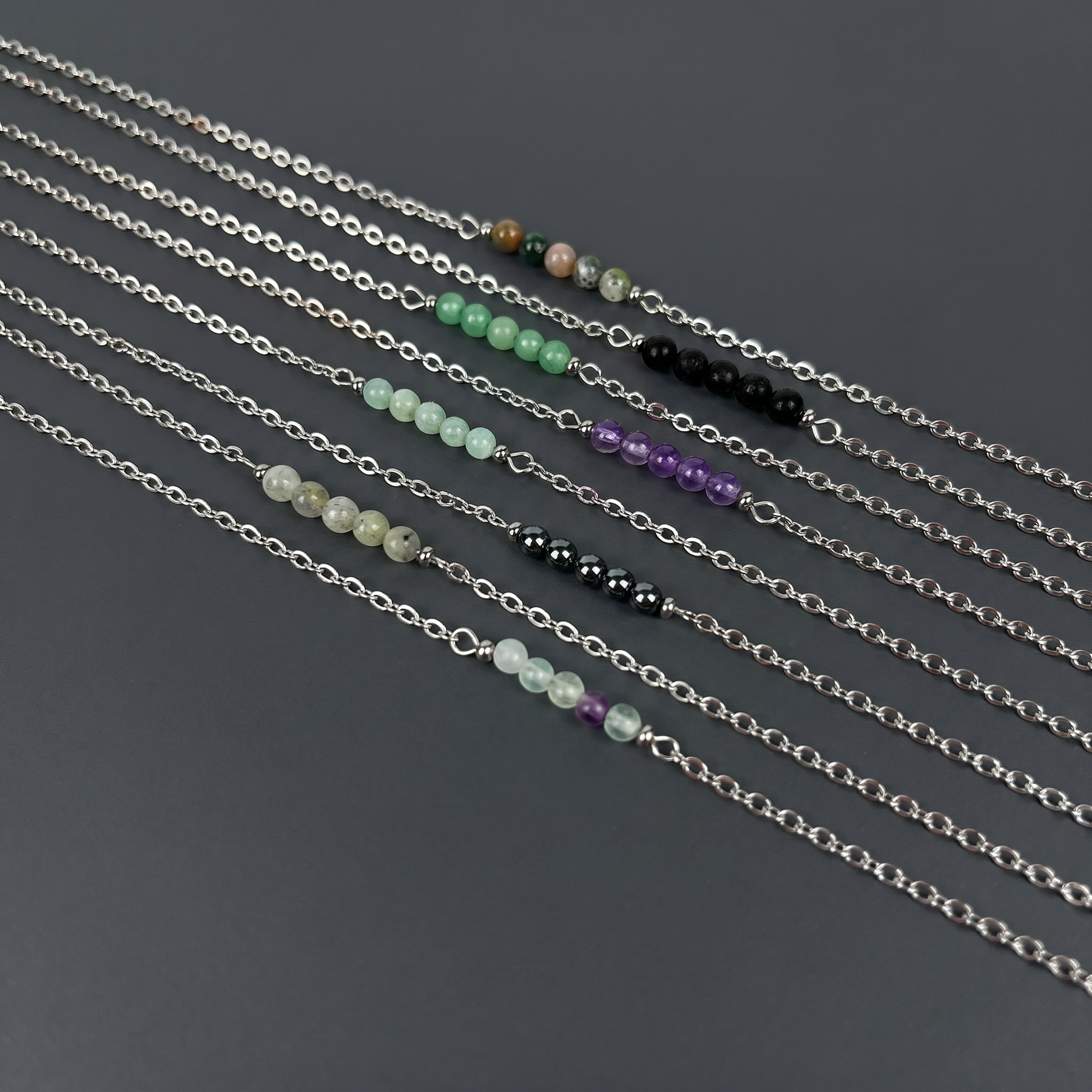 Round beads gemstone necklace Baguette Magick