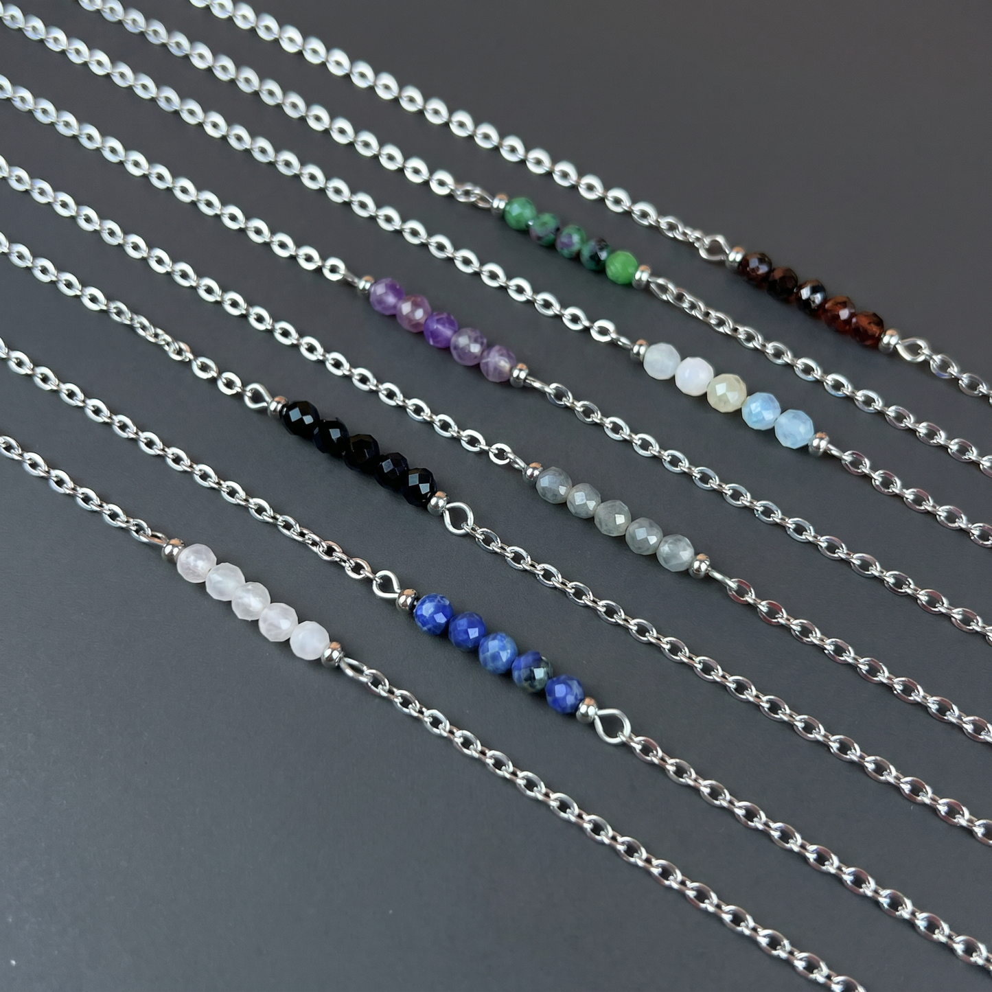 Faceted beads gemstone necklace Baguette Magick