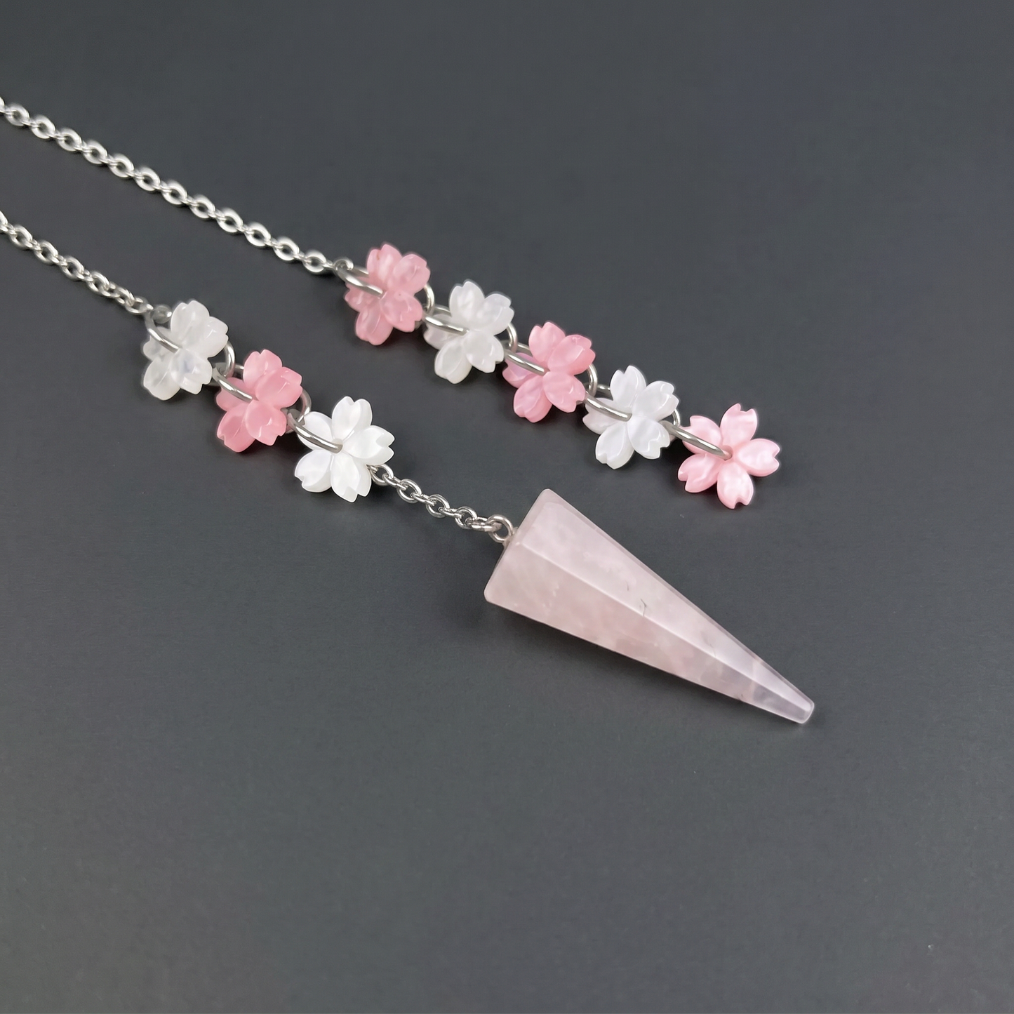 Sakura rose quartz dowsing pendulum Baguette Magick