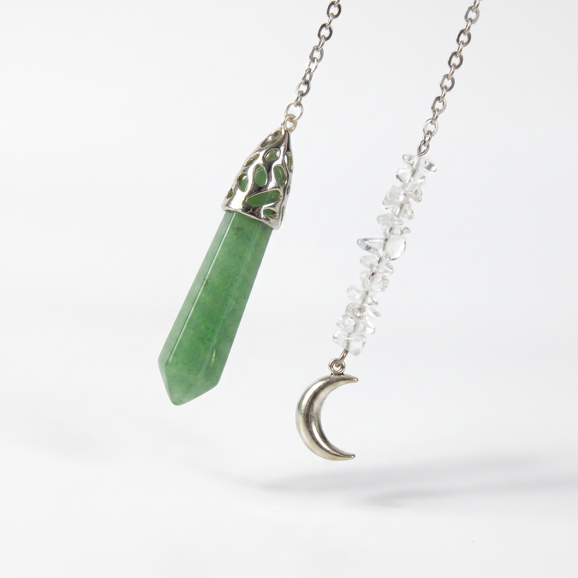 Aventurine and quartz Moon pendulum Baguette Magick