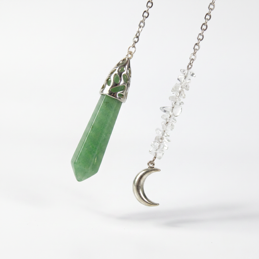 Aventurine and quartz Moon pendulum Baguette Magick