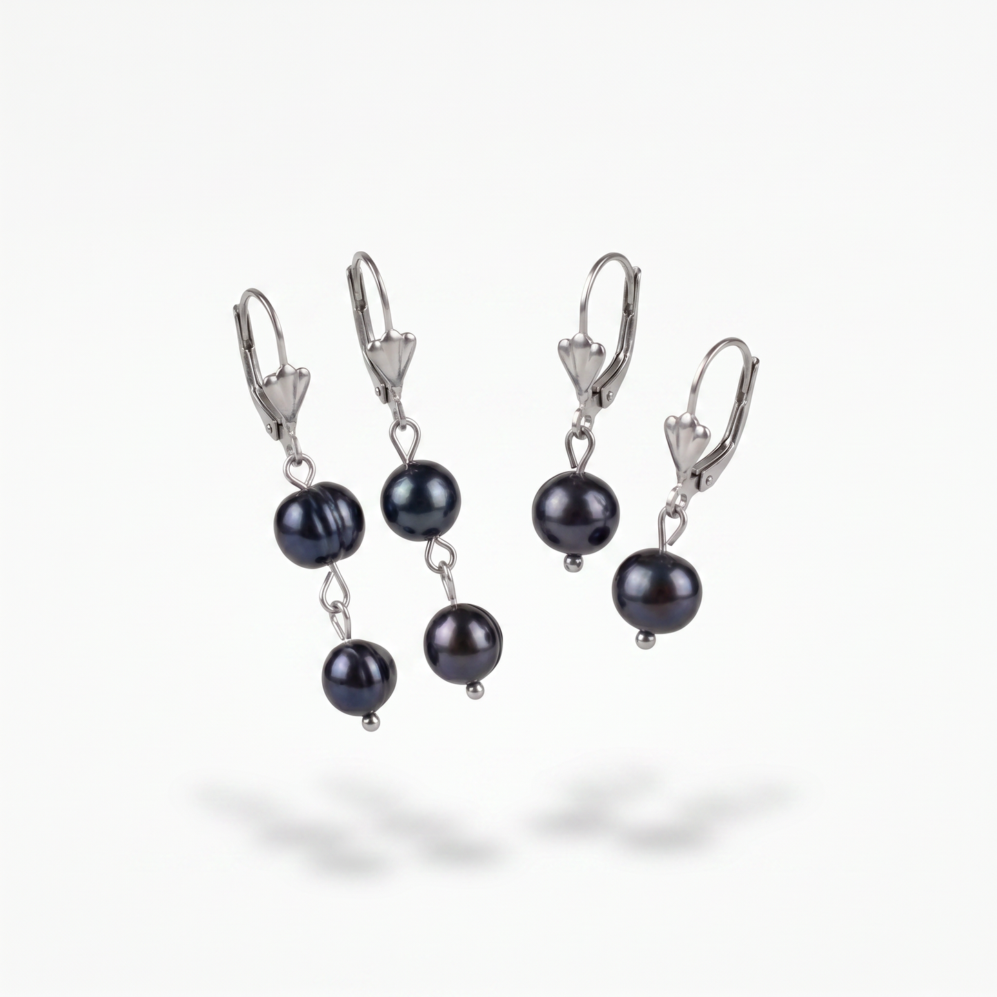 Boucles d'oreilles baroques victoriennes en perles noires