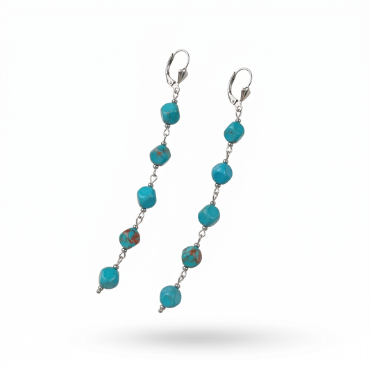 Boucles d'oreilles longues pendantes et pendantes turquoise