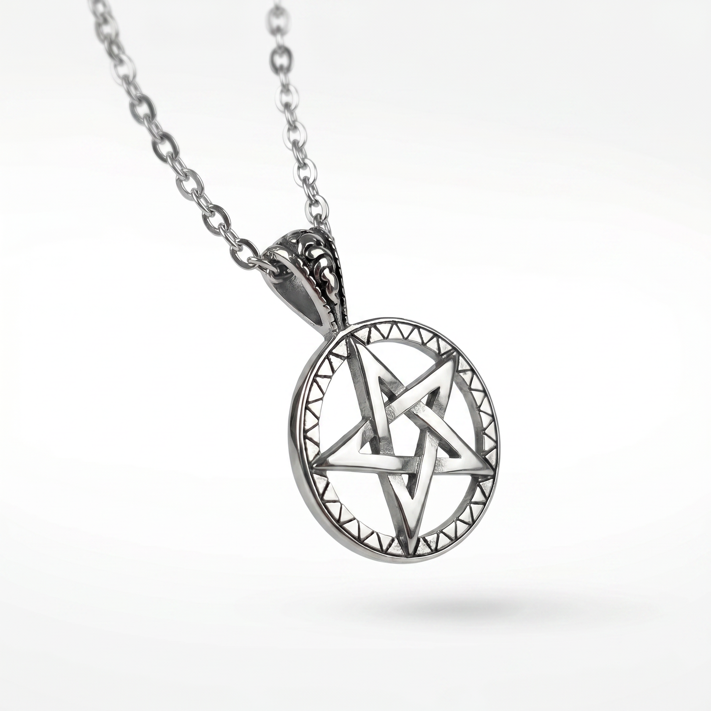 Collier pendentif pentacle, acier inoxydable