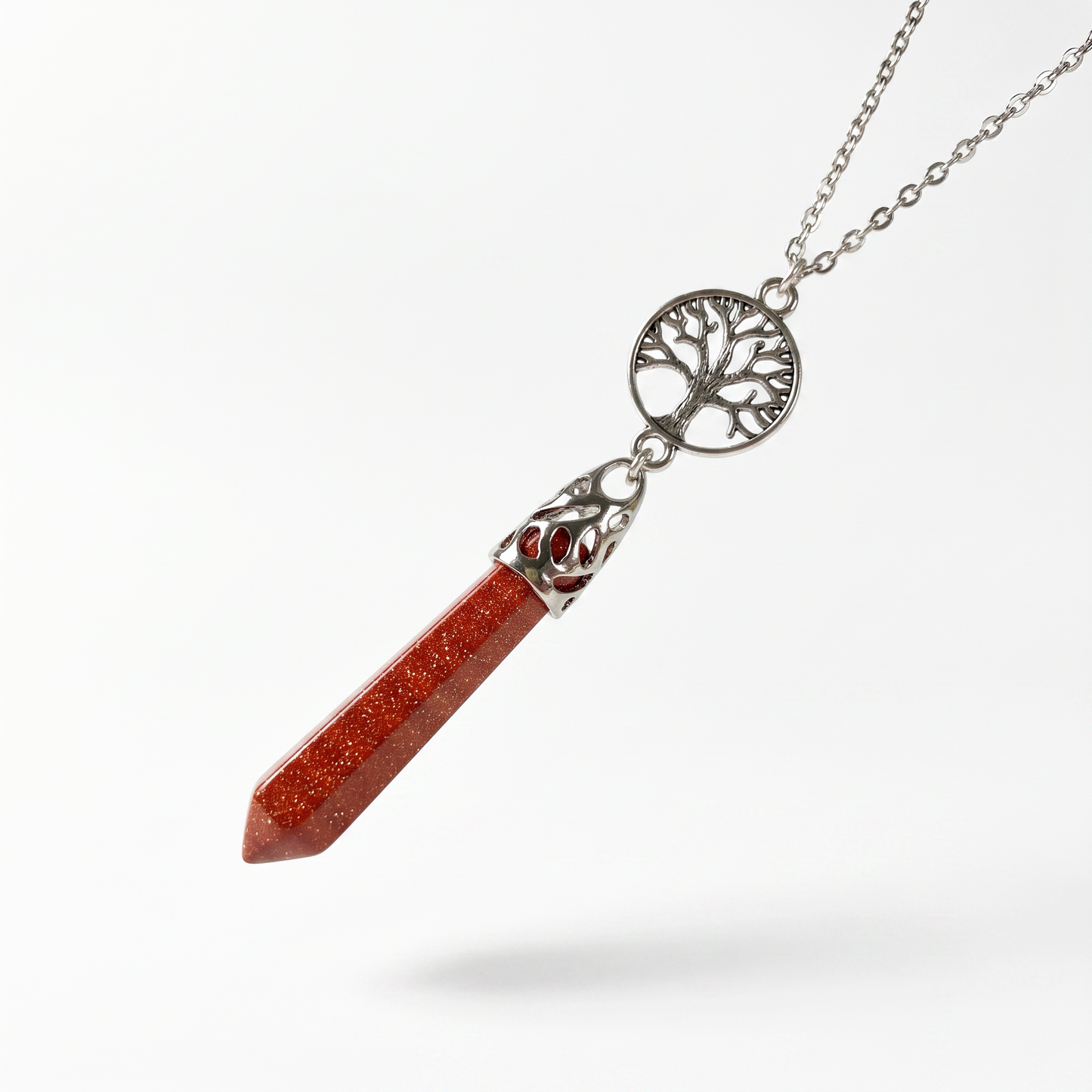Collier de divination pierre d'or et arbre de vie