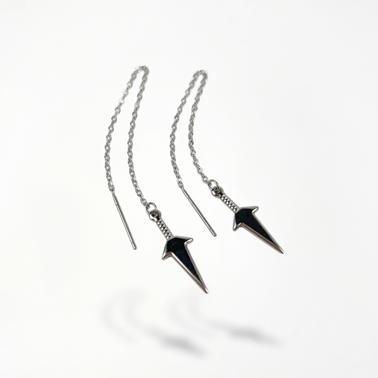 Boucles d'oreilles Kunai enfilables, acier inoxydable