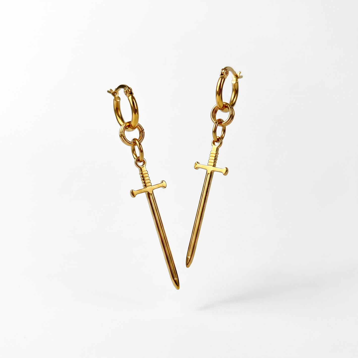 Boucles d'oreilles créoles en or en forme d'épée, bijoux fantaisie