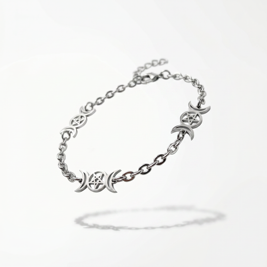 Triple Moon and pentacle bracelet