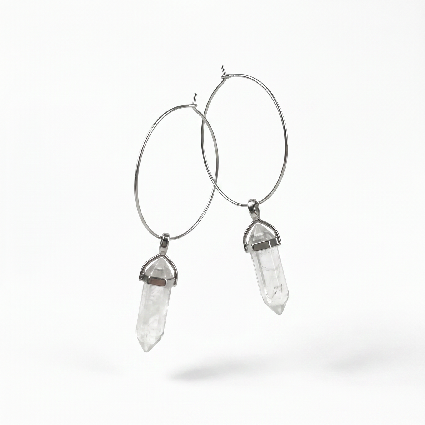 Boucles d'oreilles créoles quartz bijoux bohème et witchy