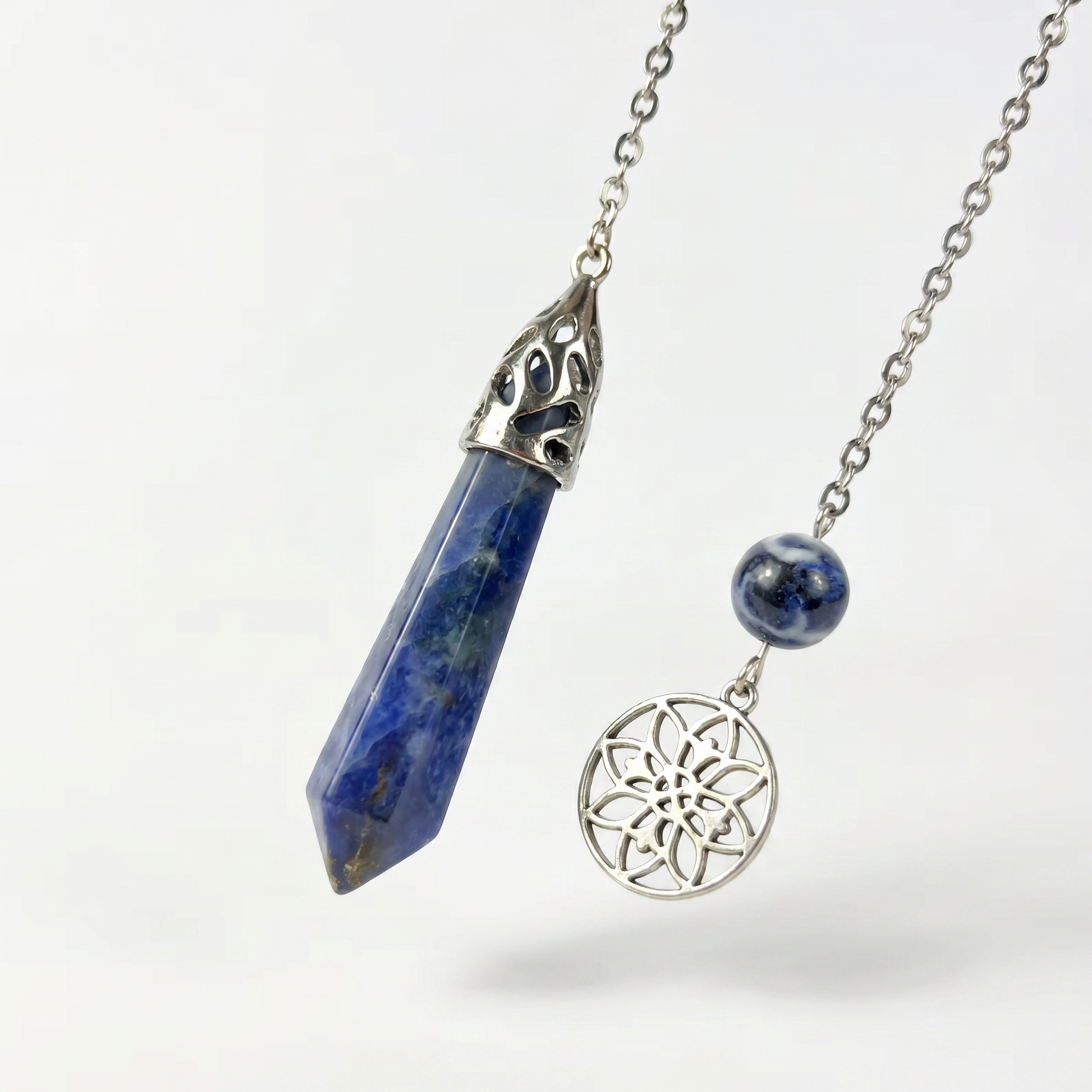 Sodalite and floral mandala pendulum Baguette Magick