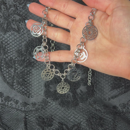 7 chakra necklace chainmail yoga reiki spiritual jewelry choker