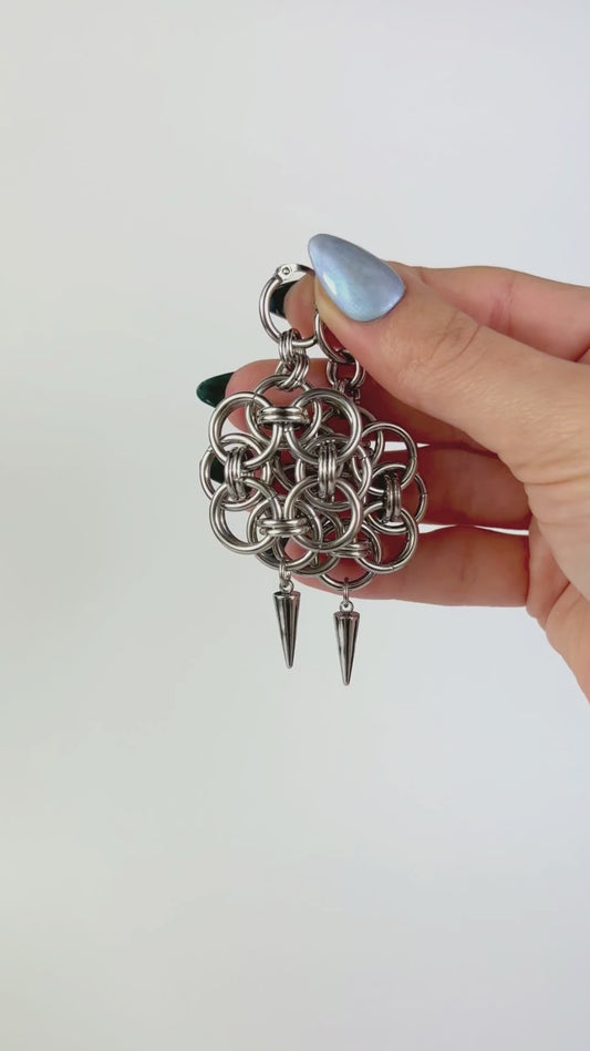 Helm rose chainmail earrings, hoops and spikes