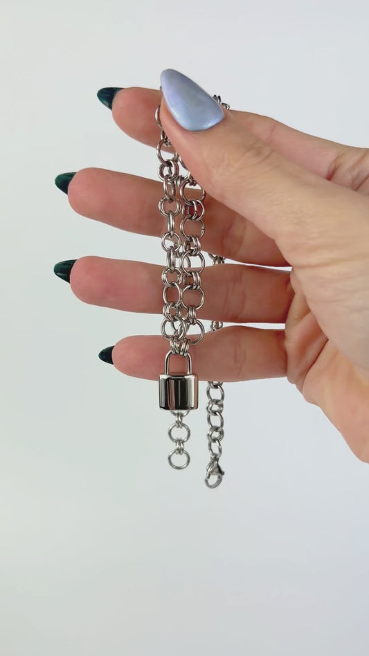 Padlock choker necklace, memorial pendant
