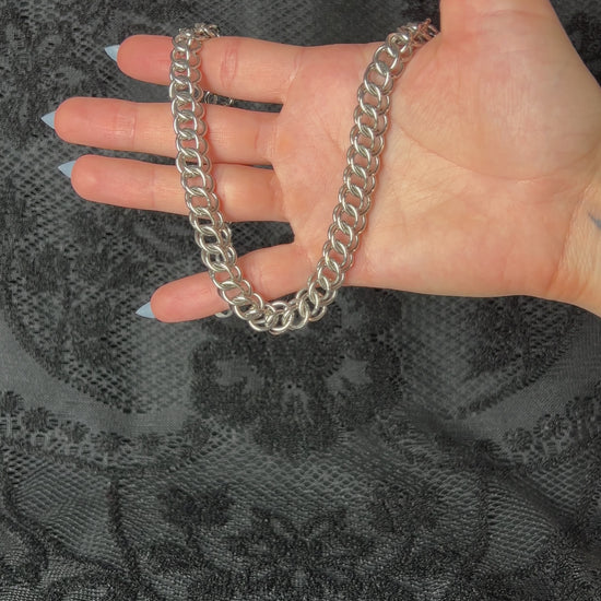 half Persian chainmail choker gothic witchy medieval fantasy punk dark necklace stainless steel handmade in France