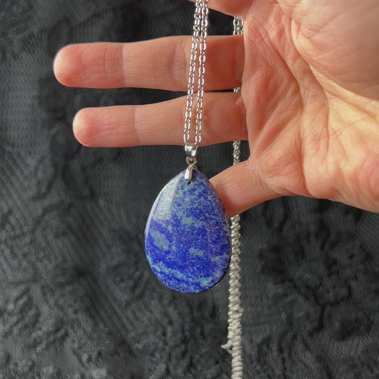 Lapis lazuli pendant necklace stainless steel spiritual jewelry gemstone necklace