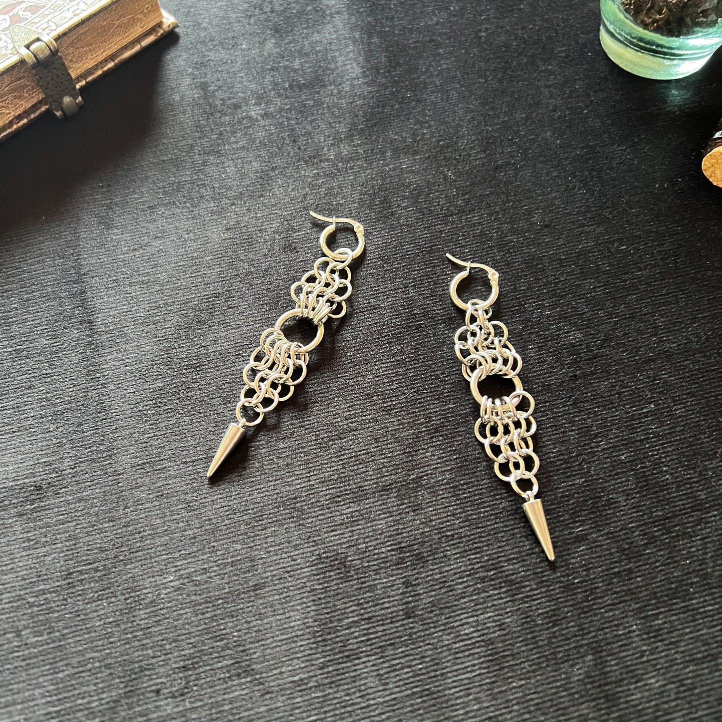 medieval fantasy gothic chainmail earrings