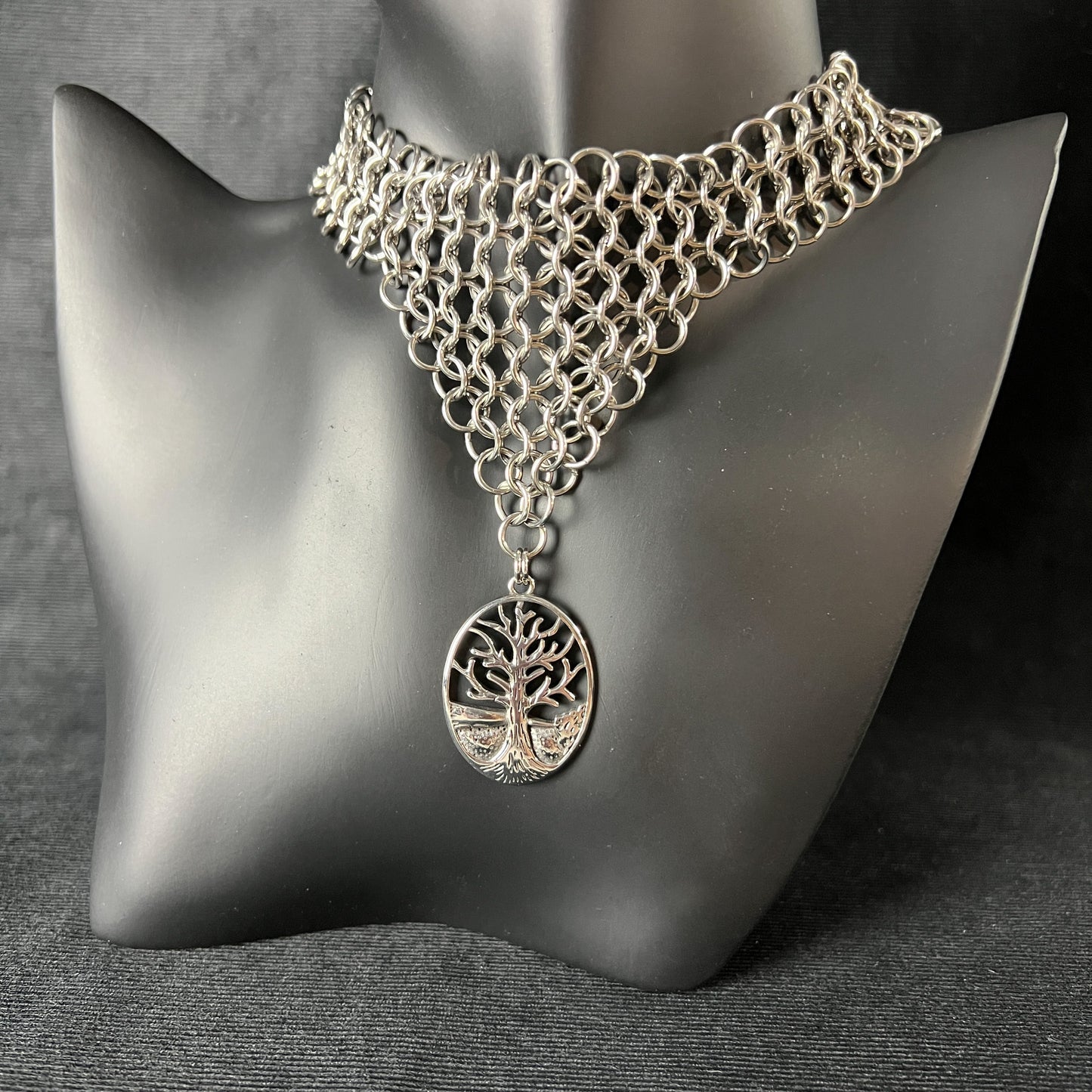 Tree pendant chainmail choker European 4 in 1 stainless steel necklace Baguette Magick