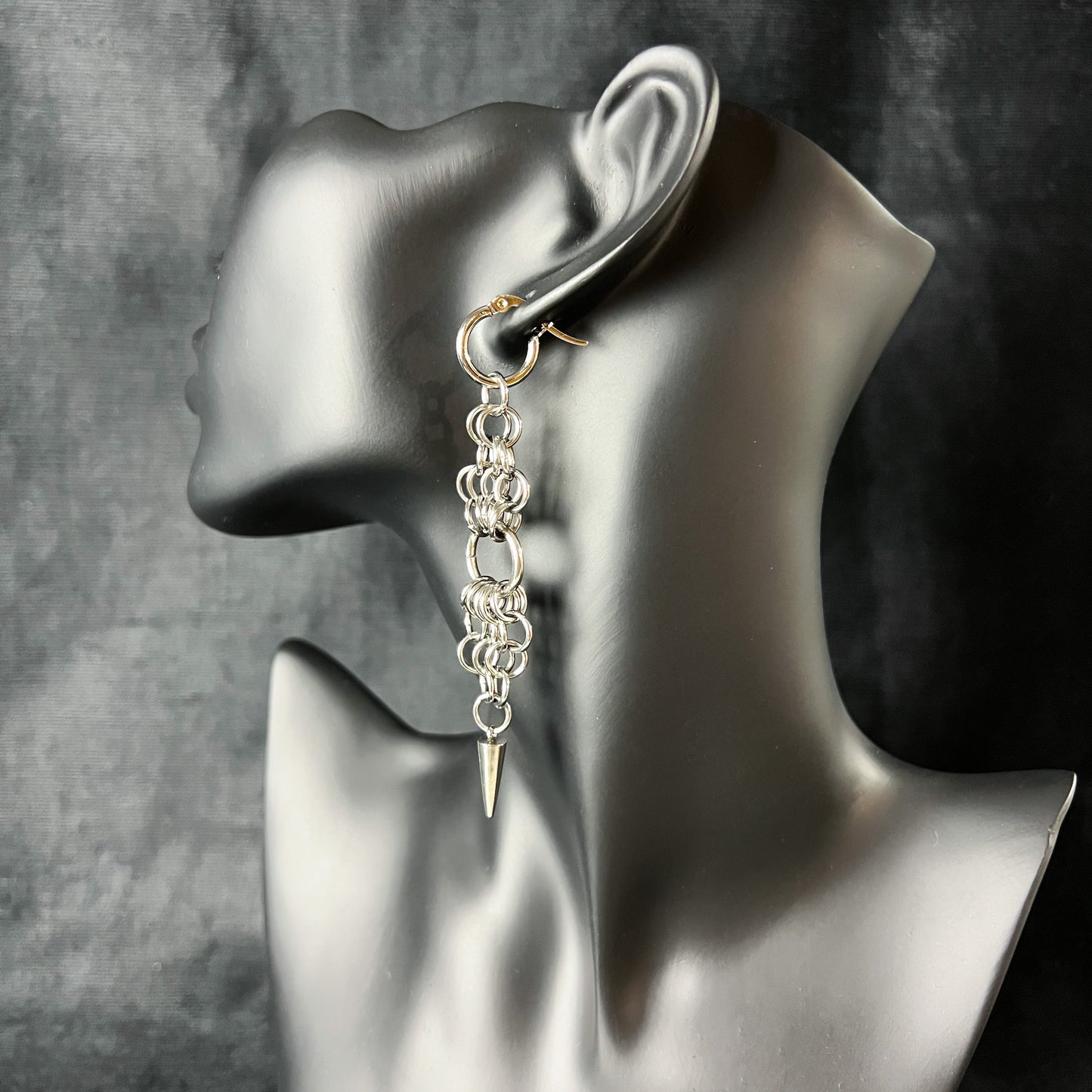 medieval fantasy gothic chainmail earrings