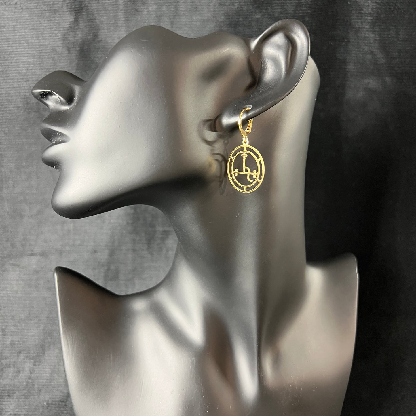 Lilith sigil earrings gold or silver tone gothic occult jewellery hypoallergenic earrings seal of Lilith feminist symbol jewelry